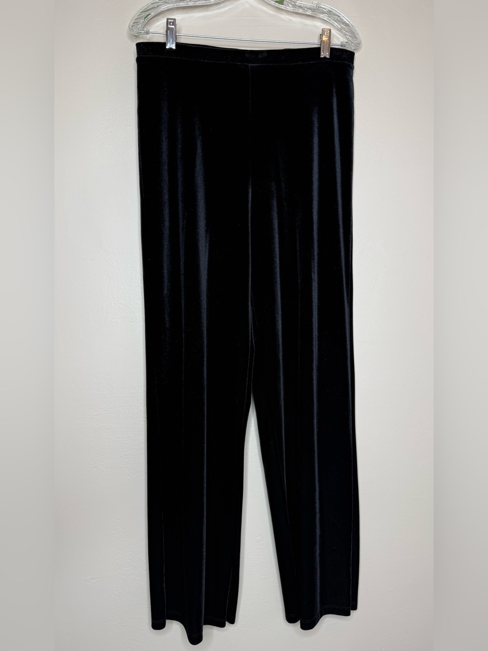 George Black Wide-Leg Velvet Pants Elastic Waistband Size Medium